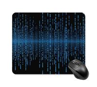 The Blue Binary Matrix Tapis de souris carré avec base en caoutchouc antidérapant Tapis de souris sans fil pour jeux, bureau et maison, tapis de souris imperméable pour ordinateur portable/bureau 25 x