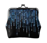 The Blue Binary Print Fashion Ms Pochette en cuir Portefeuille portable Kiss-Lock Sac d'argent Mignon Pochette pour femme