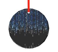 The Blue Binary Print Pendentif rond en verre - Arbre de Noël à suspendre Ornement pour vacances, maison, bureau, Noël, Pâques