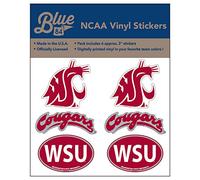The Blue Brand NCAA Washington State Cougars Lot de 6 autocollants en vinyle 7,6 cm, Washington State Cougars Cardinal, taille unique