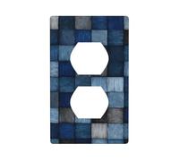 The Blue Denim Checker Pattern Outlet Cover Light Switch Cover Decorative 1 Gang Wall Plate for Kitchen Room Bathroom Size 7x11.4cm