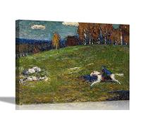 The Blue Rider par Wassily Kandinsky Impression sur toile encadrée Décoration murale Peinture à l'huile Reproduction 101 x 76 cm