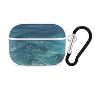 The Blue Sea Coque pour AirPods Pro avec anneau porte-clés - Coque rigide en polycarbonate pour AirPods Pro de 2e génération pour homme et femme - Facile à ouvrir - Style blanc