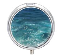 The Blue Sea Pill Box Round Portable Small Pilulier de voyage étanche Organisateur pour poche sac à main et commodité quotidienne