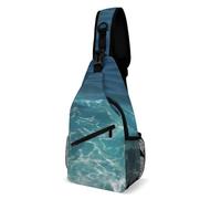 The Blue Sea Sac à bandoulière décontracté léger avec bandoulière réglable pour voyage, sport, course à pied, randonnée, mer bleue, 20,3 x 10,2 x 38,1 cm, La mer bleue, 8 × 4 × 15 inches