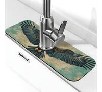 The Blue Winged Bear Aigle Tapis de robinet anti-éclaboussures pour évier de cuisine, poignée de robinet, bac récupérateur d'égouttement pour salle de bain (38,1 x 14 cm)