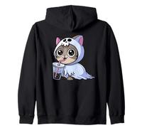 Thé Boba Ghost Cat Halloween Spooky Season pour enfants Sweat à Capuche