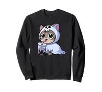 Thé Boba Ghost Cat Halloween Spooky Season pour enfants Sweatshirt