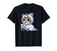 Thé Boba Ghost Cat Halloween Spooky Season pour enfants T-Shirt