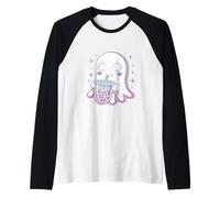 Thé Boba Ghost gothique Kawaii Halloween Manche Raglan