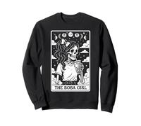 The Boba Girl Bubble Tea Carte de Tarot Motif Lune sorcière Sweatshirt