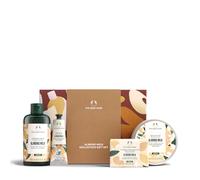 The Body Shop Coffret cadeau collection lait d'amande (crème douche 250 ml + beurre corporel 200 ml + savon 100 g + baume pour les mains 30 ml), collection douce festive pour peaux sèches et sensibles