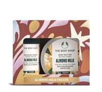 The Body Shop Coffret cadeau de Noël au lait d'amande (crème douche 60 ml + beurre corporel 50 ml), Duo festif doux avec lait d'amande et huile, soin apaisant pour peaux sèches et sensibles