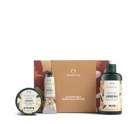The Body Shop Coffret cadeau Essentials au lait d'amande (crème douche 250 ml + yaourt pour le corps 200 ml + baume pour les mains 30 ml), trio de Noël apaisant au lait d'amande, soin doux pour peaux