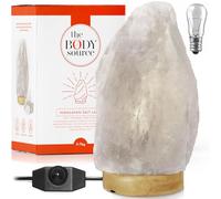 the body source Lampe en Cristal de Sel de l'Himalaya Bouton de réglages d’intensité - Entièrement Naturelle - Fabriquée à la Main avec Base en Bois, 2-3kg