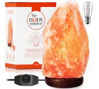 the body source Lampe en Cristal de Sel de l'Himalaya Bouton de réglages d’intensité - Entièrement Naturelle - Fabriquée à la Main avec Base en Bois, 3-5kg