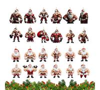 The Bodybuilder Père Noël 2D en acrylique pour sapin de Noël - Calendrier de l'Avent 2025 | Ornement musclé pour la famille, les, les jeunes