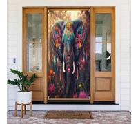 The Bohemian Elephant Datura Couverture de porte Bannière Décoration Toile de fond Panneau de Porche pour Fête de Vacances Fond Photo Booth Utilisation Intérieur Extérieur Taille Unique