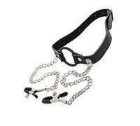 The Bondage locker Anneau Fétiche et Bondage Baillon avec Pinces pour Tétons