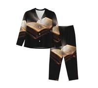 The Book Ensemble de pyjama à manches longues pour femme Haut et pantalon pour la nuit, Noir , XXL