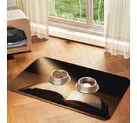 The Book Tapis d'alimentation pour animaux de compagnie avec dessus en polyuréthane absorbant l'eau et base en caoutchouc - Tapis antidérapant pour chien, chat, animal de compagnie, 30 x 45 cm