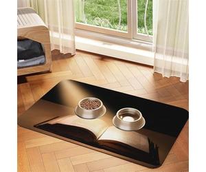 The Book Tapis d'alimentation pour animaux de compagnie avec dessus en polyuréthane absorbant l'eau et base en caoutchouc - Tapis antidérapant pour chien, chat, animal de compagnie, 30 x 45 cm