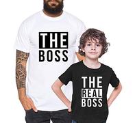 The Boss - Partenaire t-Shirt père Fils Enfant bébé Body - Meilleur Cadeau d'anniversaire - Look Partenaire, Taille:110-116, T-Shirts:T-Shirt Enfant Noir