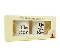 THE BOSS & THE REAL BOSS BONE CHINA MUGS WEDDING OR ANNIVERSARY GIFT by ukgiftstoreonline