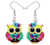 The Boucles d'oreilles pendantes en acrylique en forme de chouette Motif oiseau Bonsny, 35mm x 21mm, Acrylique, Pas de pierre précieuse