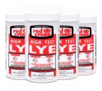 The Boyer Corporation Red Crown Lot de 4 paquets de lessive pour la fabrication de savon, hydroxyde de sodium pur de qualité alimentaire, soude caustique, nettoyant de canalisations et dissolvant de