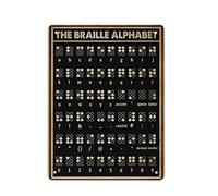 The Braille Alphabet Knowledge Retro Metal Tin Sign Poster Outdoor Garden Home Decor Plaque Cuisine Fer Peinture Pub Cafe Man Cave Wall Decor Plaque Aluminium Sign