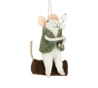 The Bridge Collection Décoration de Noël en feutre - Décoration de Noël fantaisiste - Animal mignon en feutre torréfaction guimauves sur bâton de feu de camp