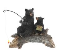 The Bridge Collection Figurine Père et fils pêchant ours noir - Sculpture d'ours noir de style lodge pour papa et enfant - Décoration d'intérieur confortable dans la cabane et la forêt