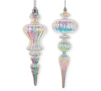 The Bridge Collection Lot de 2 décorations de Noël opalescentes - Décorations de Noël irisées en plastique coloré - Grandes et élégantes décorations de sapin de Noël - 30,5 cm