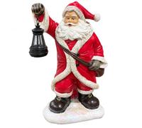 The Bridge Collection Statuette de Père Noël LED avec lanterne | Fabriquée en résine, figurine de Père Noël LED, décoration de Noël lumineuse, accent lumineux traditionnel