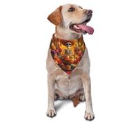 The Bright Sugar Skull Autel Design and Marigolds Printed Graphic Pet Triangle Scarf for Dogs & Cats Adjustable Cute Pet Bandana for & Photo Shoots