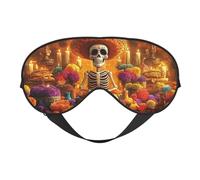 The Bright Sugar Skull Autel Masque de sommeil avec sangle réglable Motif tête de mort et soucis Couverture confortable pour les voyages, le yoga, la sieste, le sommeil et la relaxation