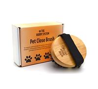 The Buddy System Pet Close Brush Brosse ovale douce au toucher en bambou avec poils de sanglier doux et bande élastique pour chiens et chats