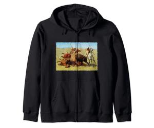 The Buffalo Hunt par Frederic Remington, art amérindien Sweat à Capuche