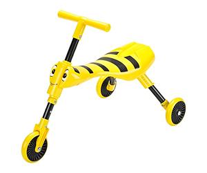 The Bugs Scuttlebug Bumble - Tricycle 3 Roues Pliable pour Tout-Petits - Direction sur Roue Avant - Roues Silencieuses Anti-Rayures - Dès 12 à 36 Mois - Jaune/Noir