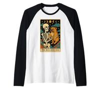 The Bulldog Dad Dog Dad Carte de Tarot Squelette pour la fête des pères Manche Raglan