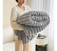 The Bunny Blanket for Women - 1000GSM Super Soft Fluffy Bubble Plush Throw, Thick Warm Cozy Furry Couch Bed Sofa Living Room (Silver-Gray,62" X 79"/150 X 200cm)