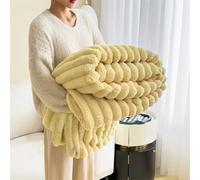 The Bunny Blanket for Women - 1000GSM Super Soft Fluffy Bubble Plush Throw, Thick Warm Cozy Furry Couch Bed Sofa Living Room (Yellow,62" X 79"/150 X 200cm)
