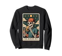 The Burger Boy Carte de Tarot Squelette Hamburger Motif Lune sorcière Sweatshirt