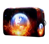The Burning Earth Fire Trousse à cosmétiques pour femme, trousse de toilette de voyage, grande pochette de maquillage pratique avec fermeture éclair, multicolore, 18.5x7.5x13cm/7.3x3x5.1in, Trousse de