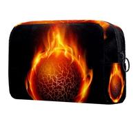 The Burning Fire Trousse de toilette pour femme, sac de maquillage pratique avec fermeture éclair, multicolore, 18.5x7.5x13cm/7.3x3x5.1in, Trousse de toilette