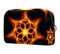 The Burning Hexagon Stars Trousse à cosmétiques pour femme, trousse de toilette de voyage, grande pochette de maquillage pratique avec fermeture éclair, multicolore, 18.5x7.5x13cm/7.3x3x5.1in, Trousse
