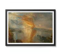 The Burning Of The Houses Of Lords And Commons Joseph Mallord William Turner, impression d'art classique, exposition d'art, art mural, décoration d'intérieur vintage, 50 x 70 cm (cadre noir) - 53 x 73