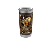 The Caffeinated Tarot Card Squelette Café Funny Halloween Gobelet isotherme en acier inoxydable double paroi