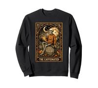 The Caffeinated Tarot Card Squelette Café Funny Halloween Sweatshirt